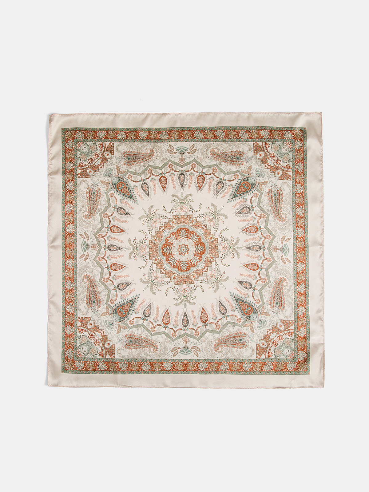 Vintage Paisley Printed Silk Square Scarf, Elegant Lightweight Accessory
