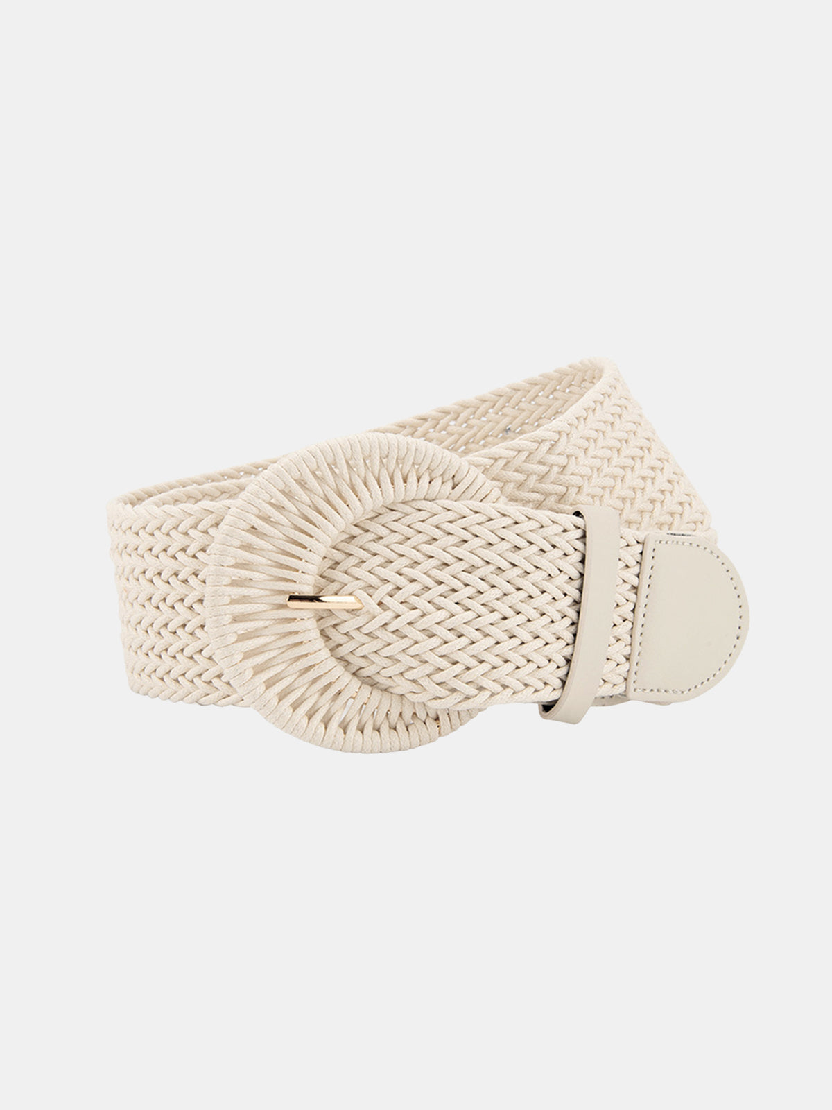 Round Buckle Straw Weave Belt - Adjustable Casual Summer Accessory