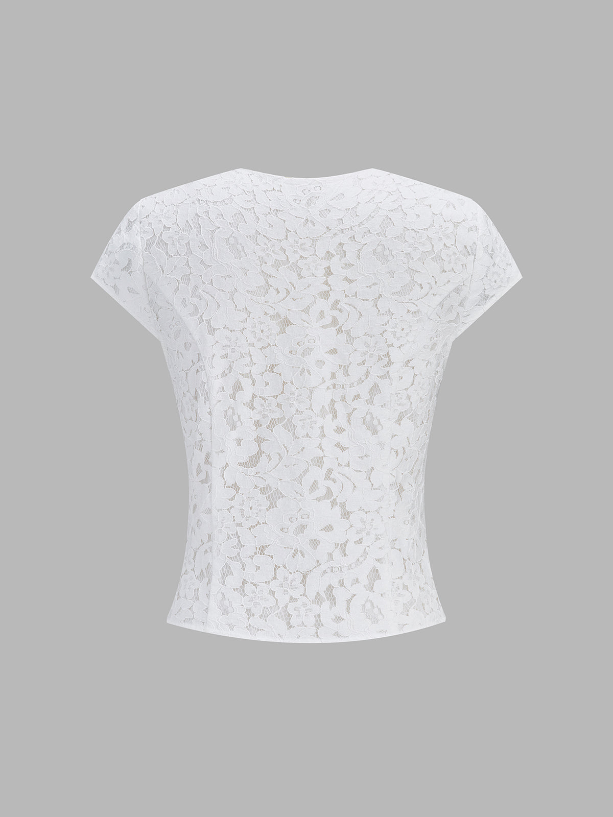 Short Sleeve Frog Button Lace Blouse with Elegant Mandarin Collar