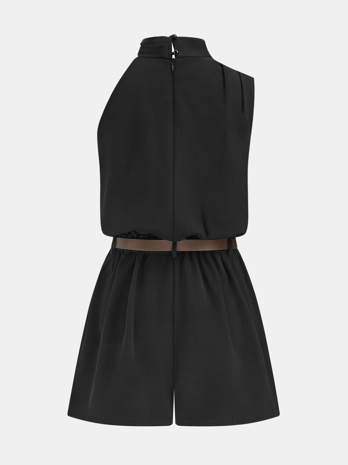 Asymmetric Sleeveless Belted Tailored Romper Effortless Chic Everyday Wear