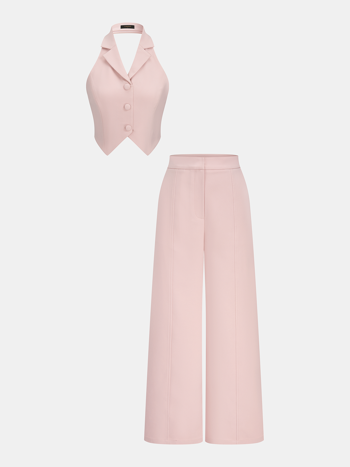 Halter Neck Vest & Wide Leg Pants Set for Women Comfort Fit