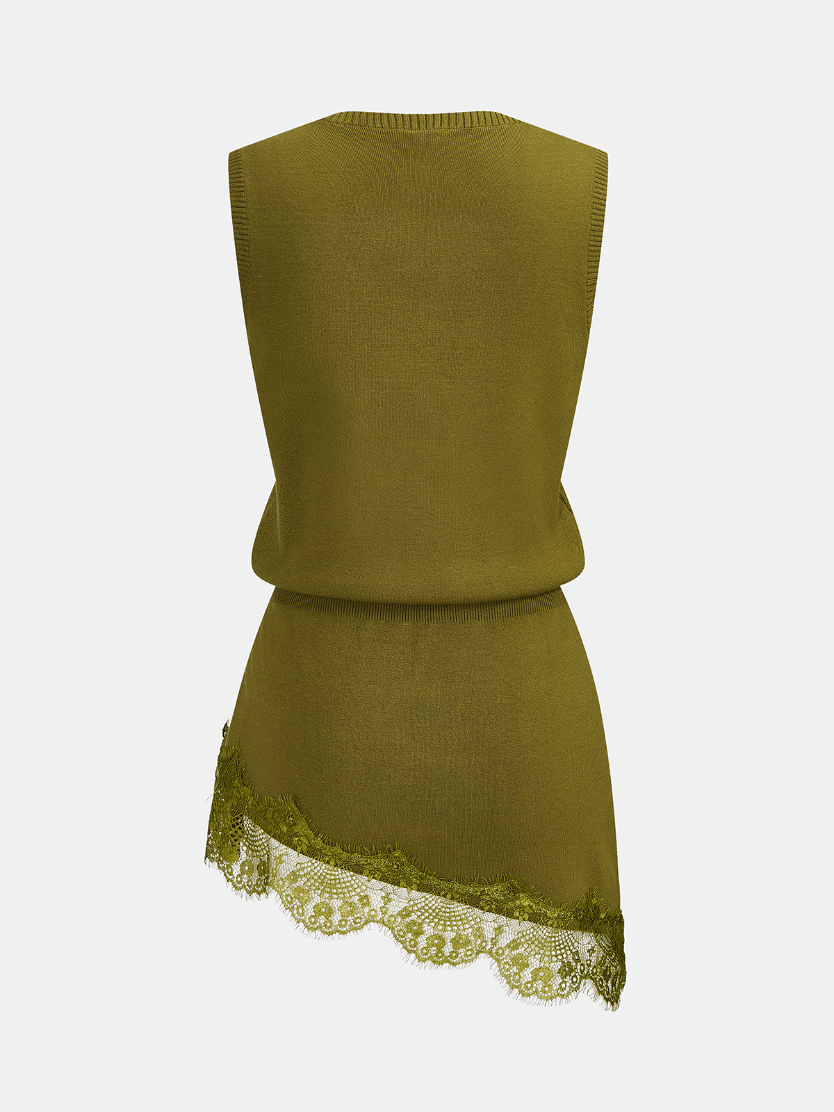 Lace Hem V-Neck Sleeveless Knit Vest - Trendy Casual Summer Top