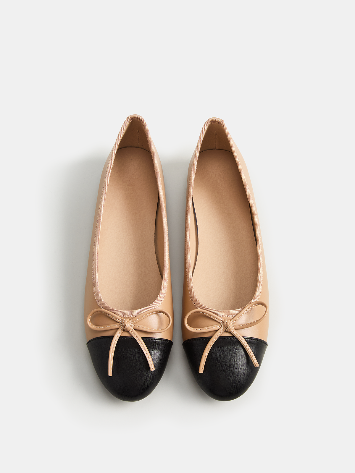 Bow Detail Leather Cap-Toe Ballet Flats Versatile Everyday Comfort Fashion