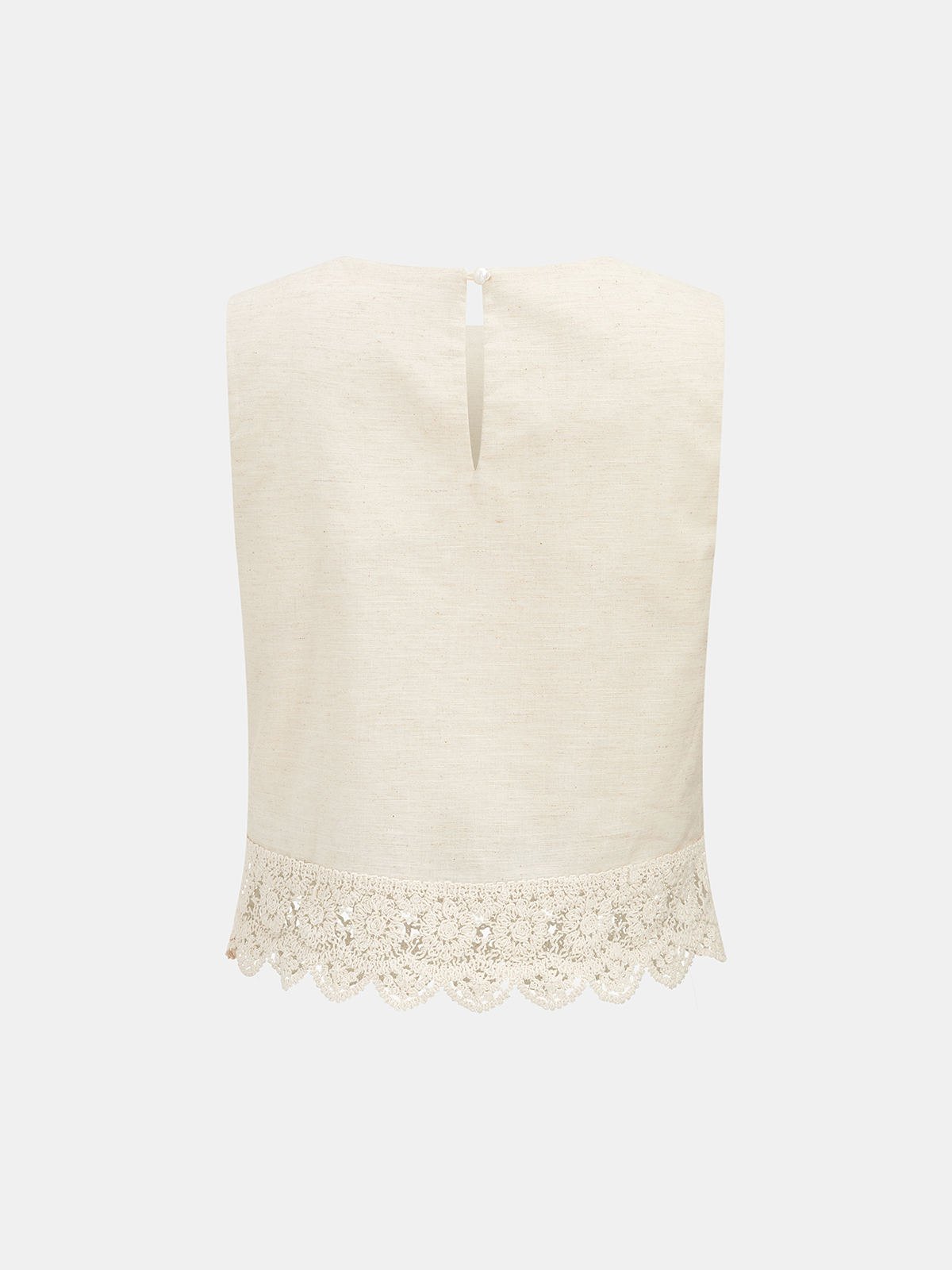 Cotton Linen Lace Trim Two-Piece Pants Set for Women Casual Comfortable
