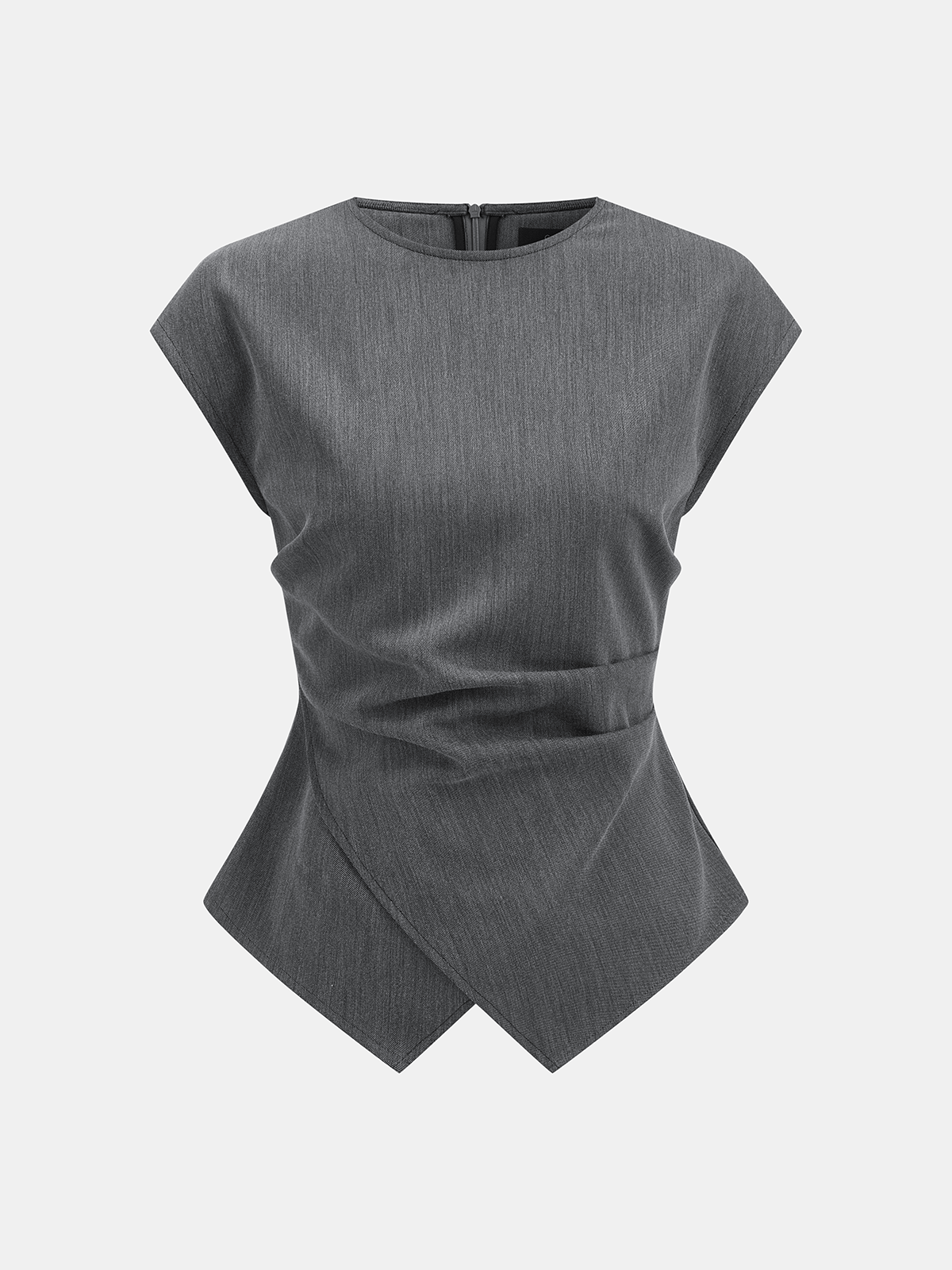 Cap Sleeve Ruched Blouse & Pleated Pants Set for Women, Elegant Office Wear