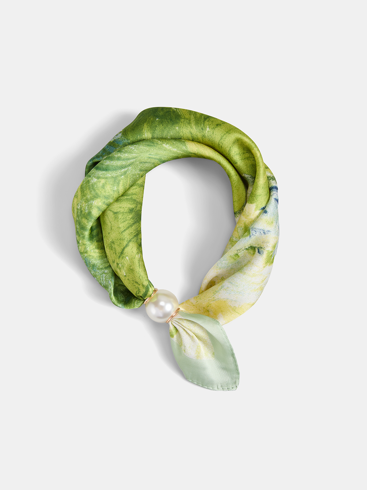 Watercolor Print Magnetic Pearl Scarf Lightweight Fashion Accessory