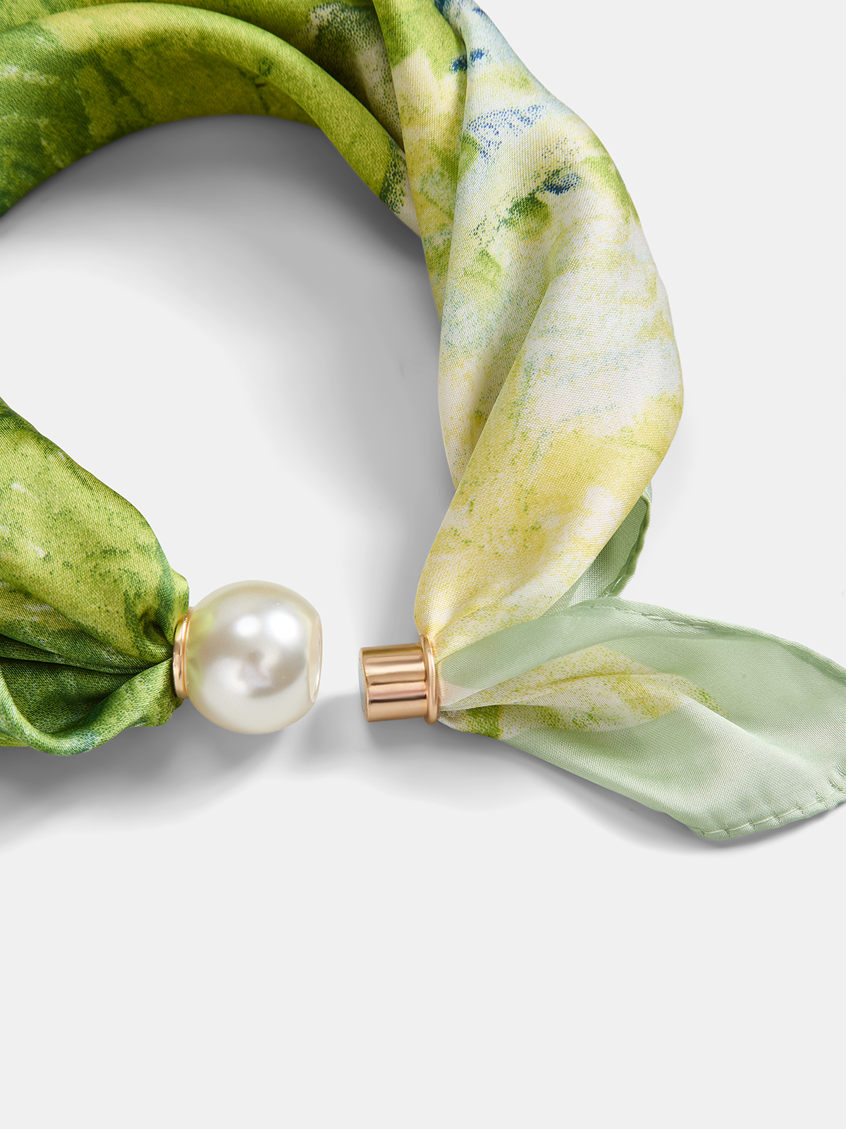 Watercolor Print Magnetic Pearl Scarf Lightweight Fashion Accessory