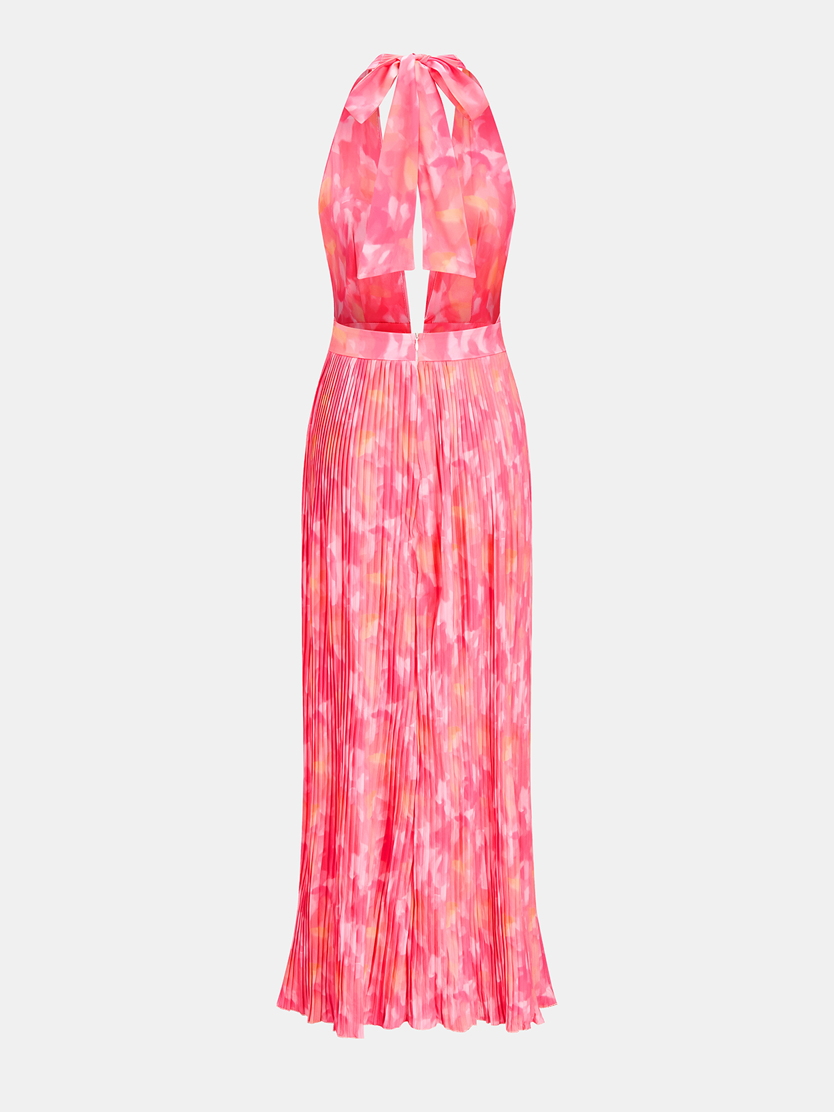 Watercolor Print Pleated Halter Maxi Dress for Women Summer Wedding