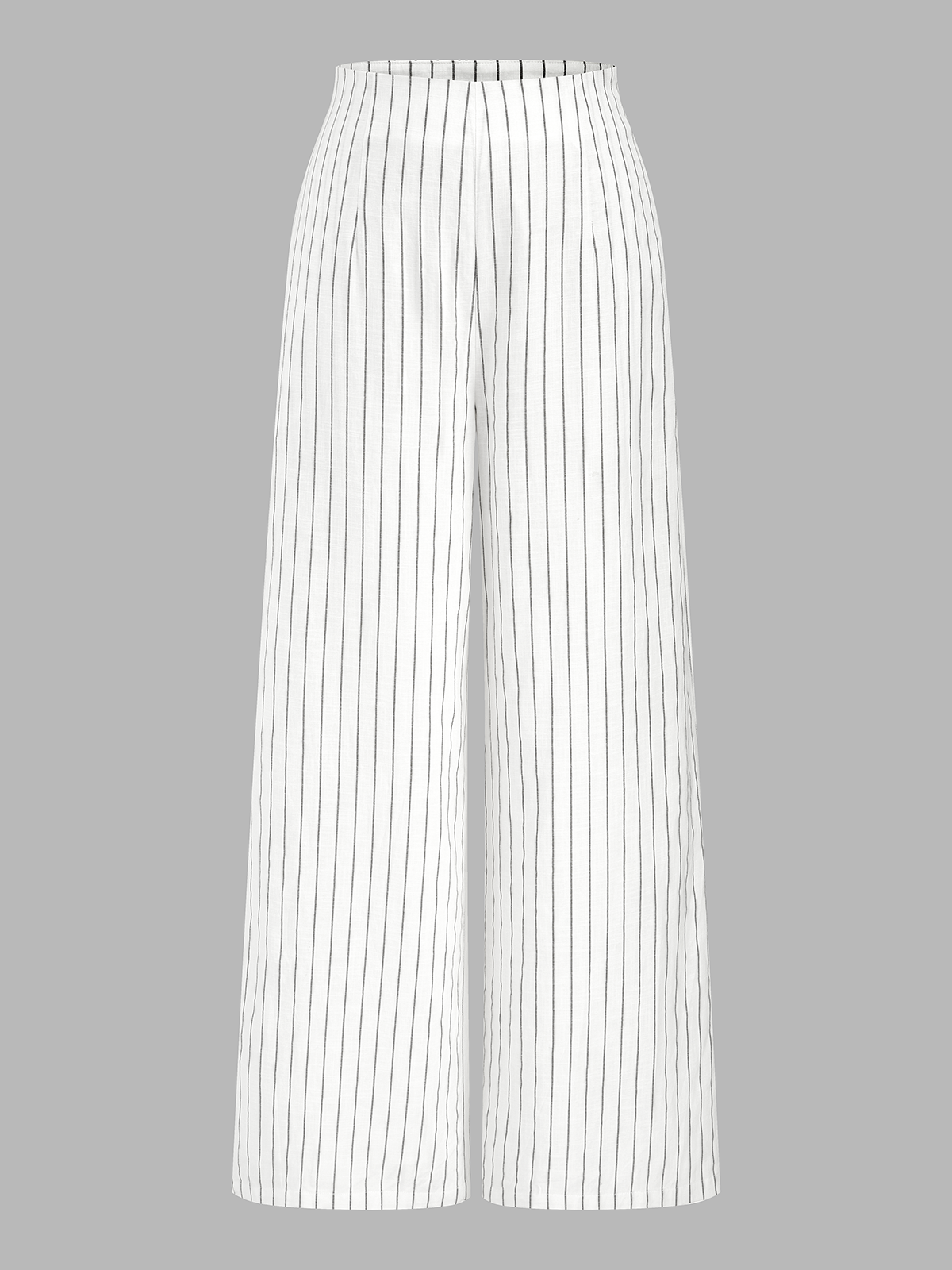 Pinstripe Cotton Linen Wide Leg Pants for Summer Comfort