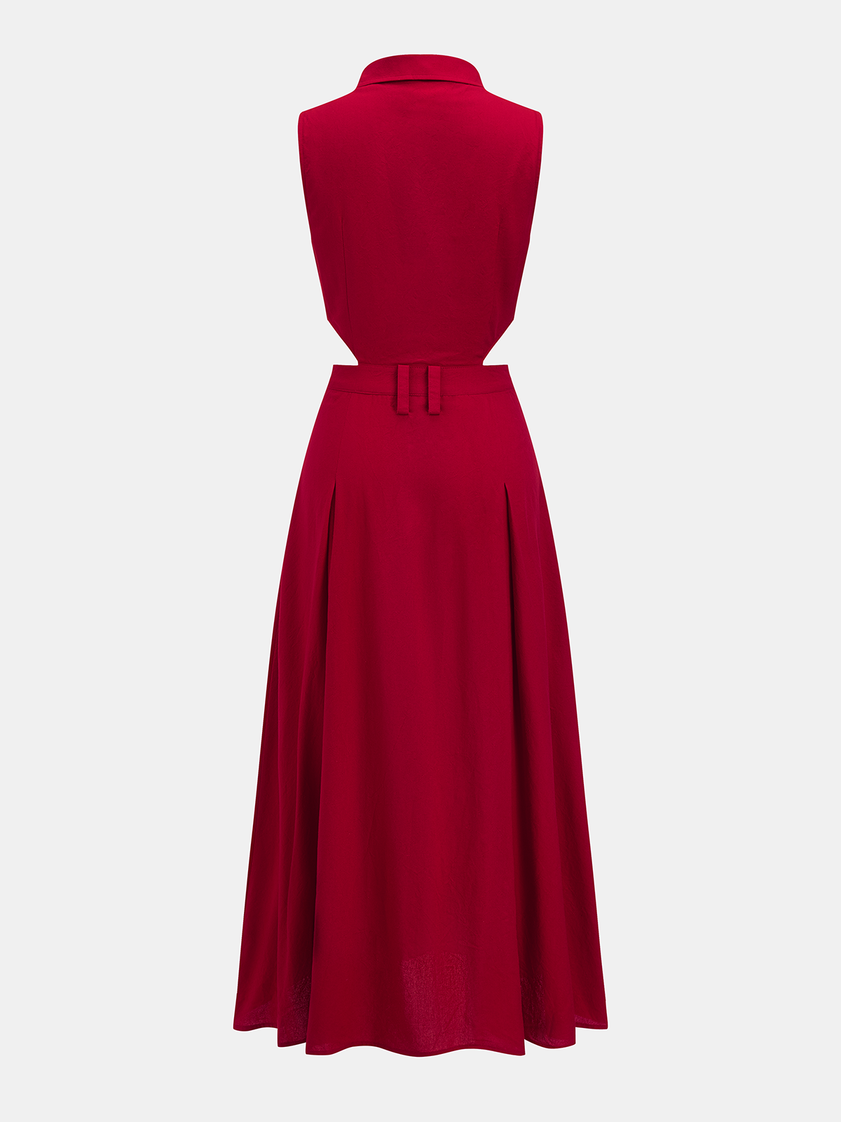 Cotton Linen Sleeveless Cutout Maxi Dress with Side Slit Detail