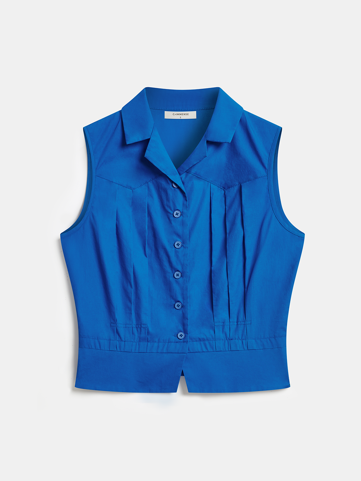 Cotton Sleeveless Pleated Button-Down Vest for Women Casual Summer Style