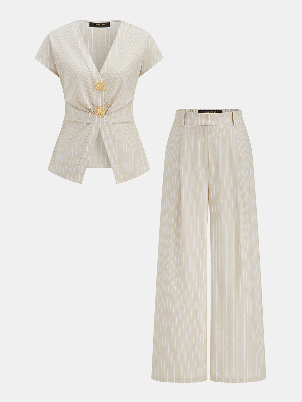 Striped Cotton Two Piece Pants Set for Women Casual Comfort