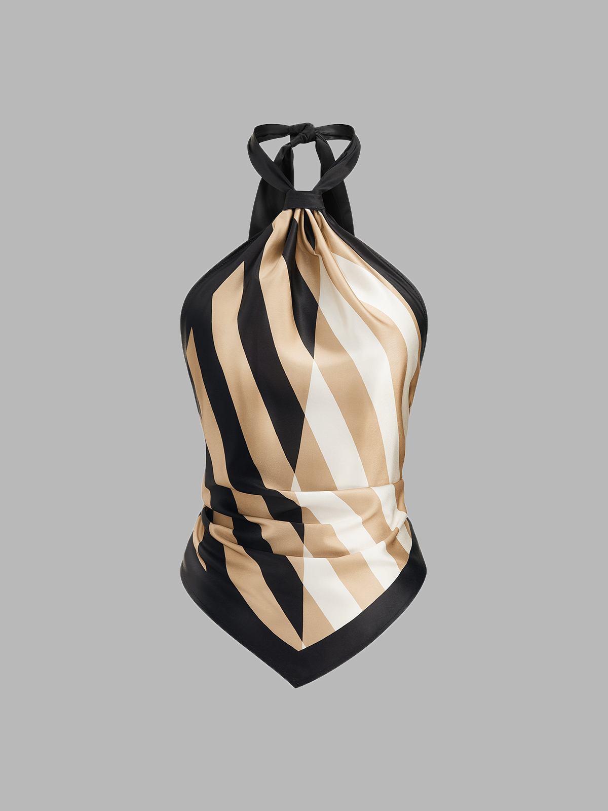 Striped Halter Top & Wide Leg Pants Set, Summer Casual Outfit Combo