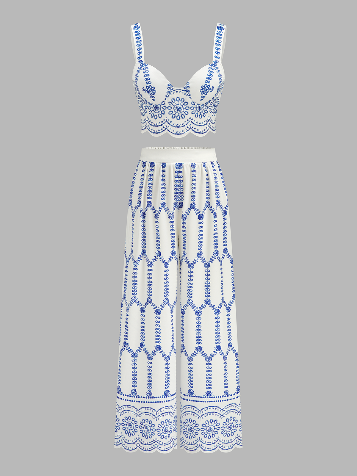 Printed Cami Top & Wide Leg Pants Set for Women Summer Outfit