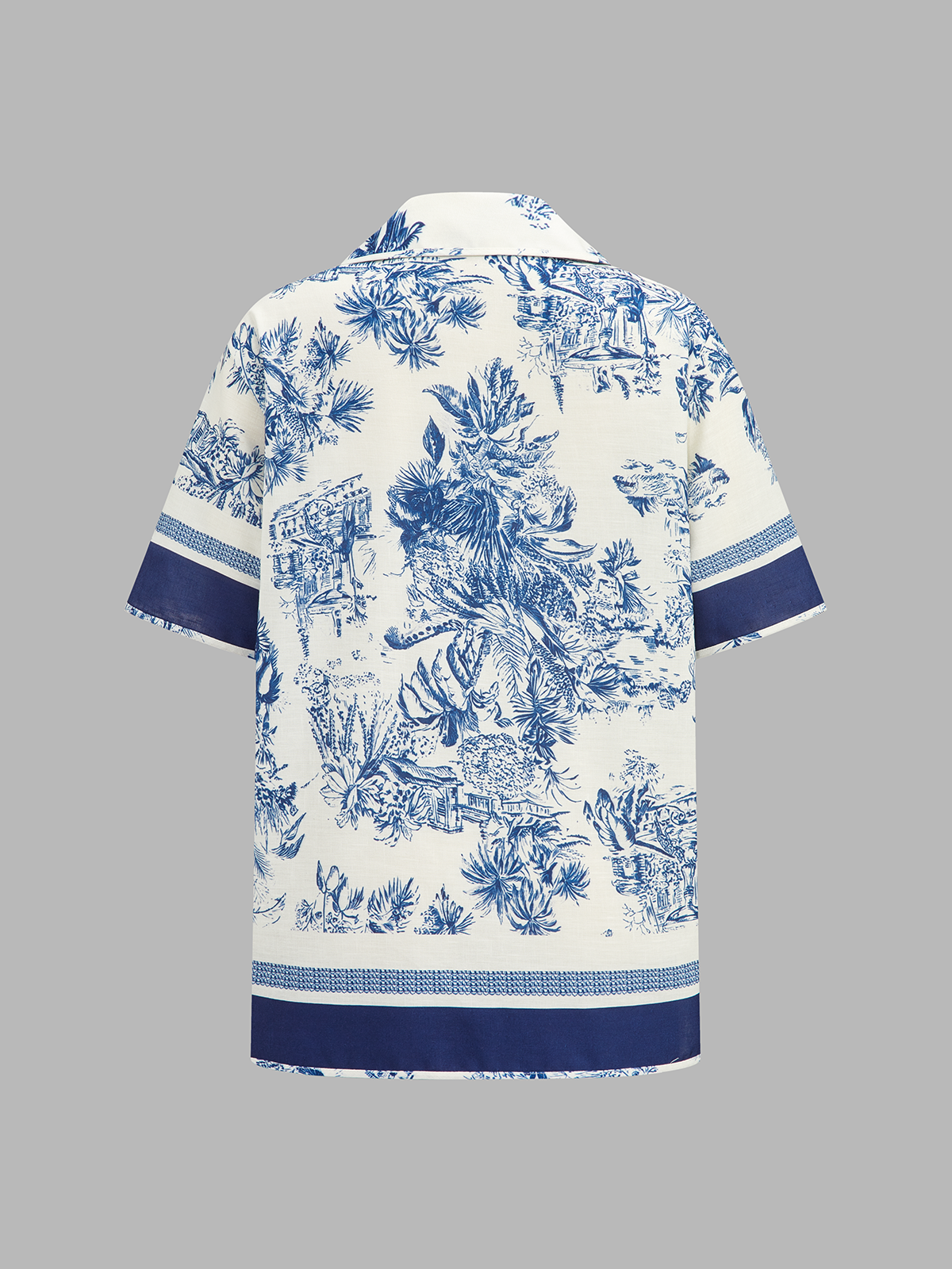 Casual Toile Print Shirt & Shorts Summer Lounge Set