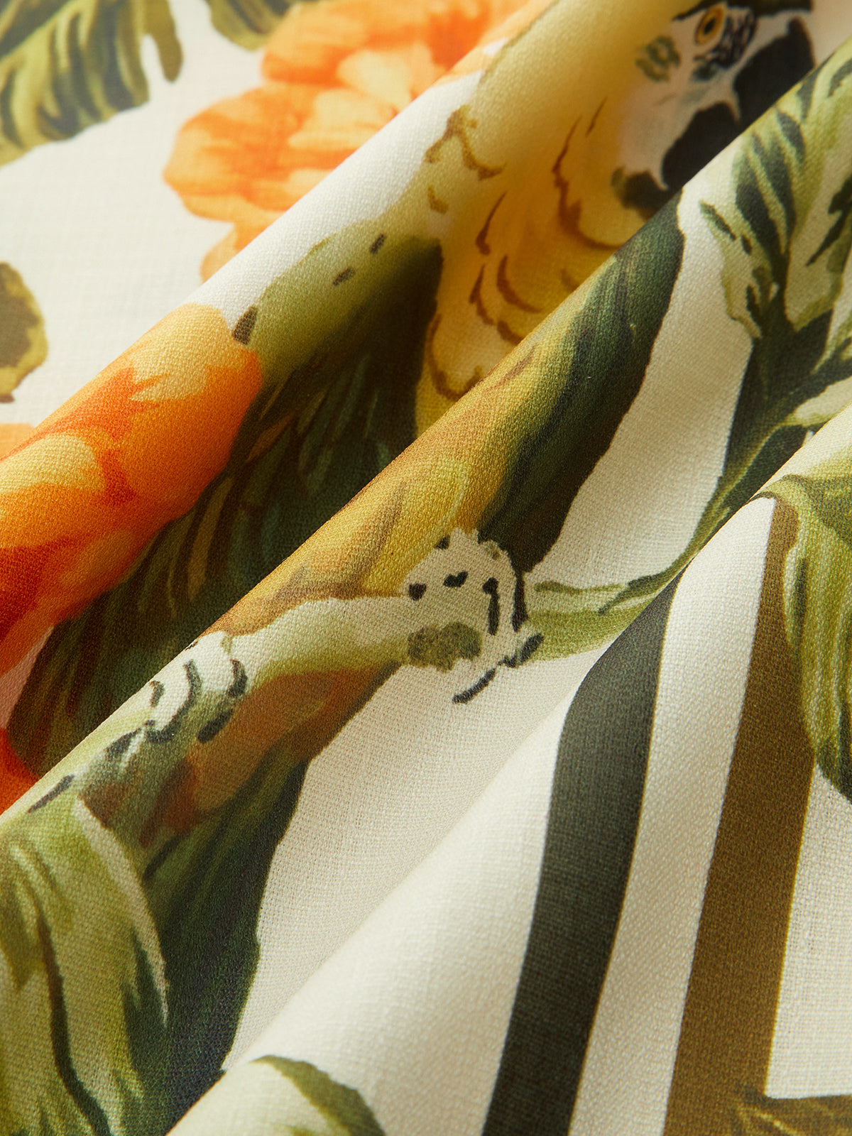 Tropical Floral Print Deep V-Neck Maxi Dress with Flowing Skirt