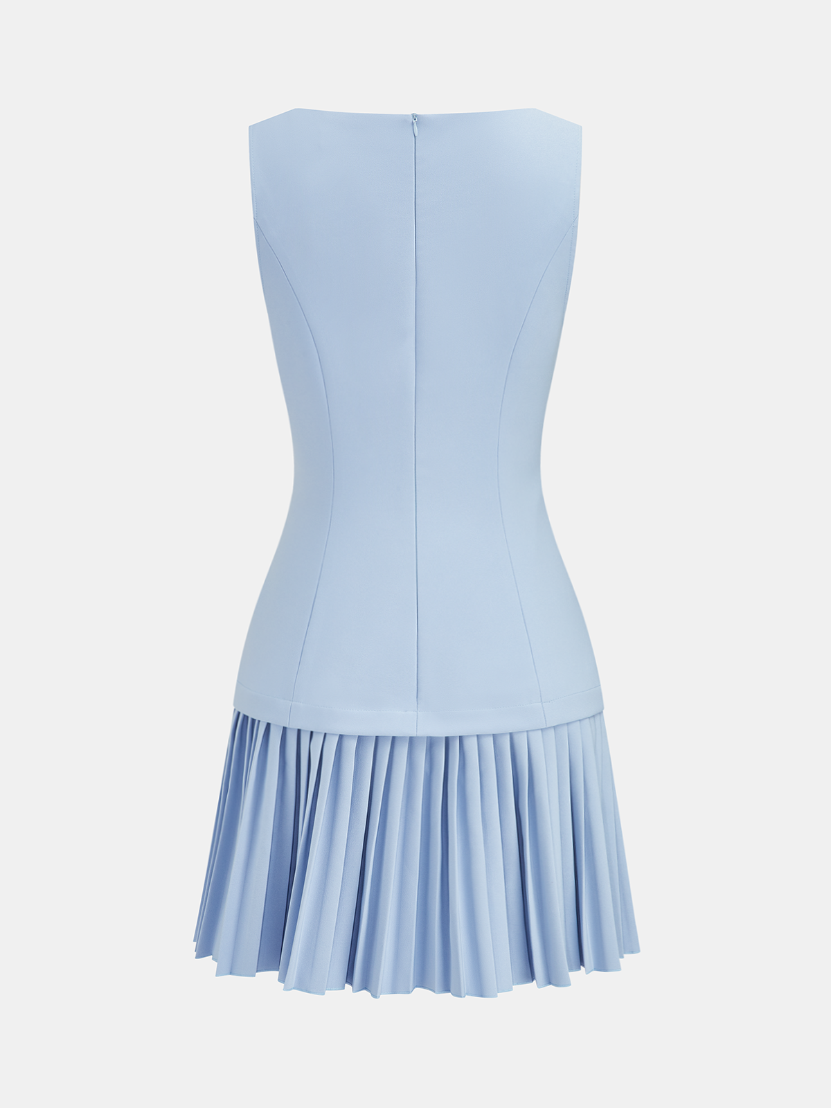 Boat Neck Sleeveless Pleated Mini Dress Women's Casual Summer Flare