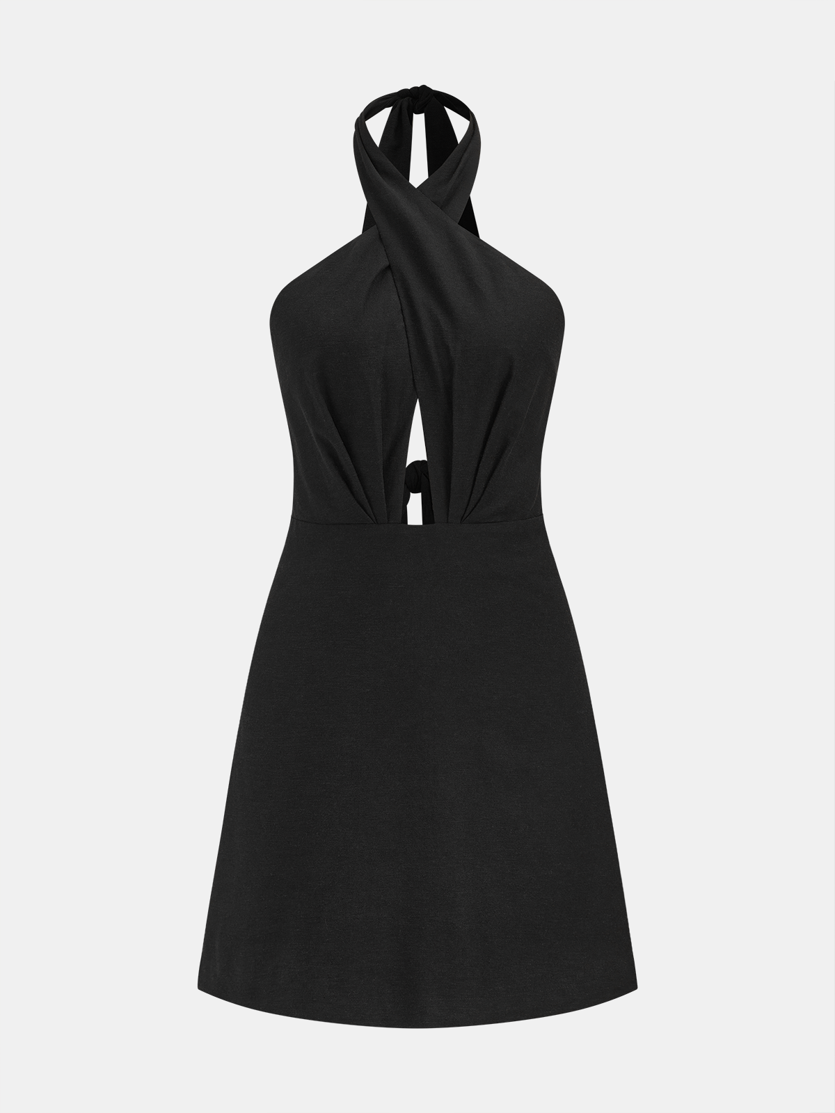 Cross Halter Cotton Linen Mini Dress Casual Summer Beachwear