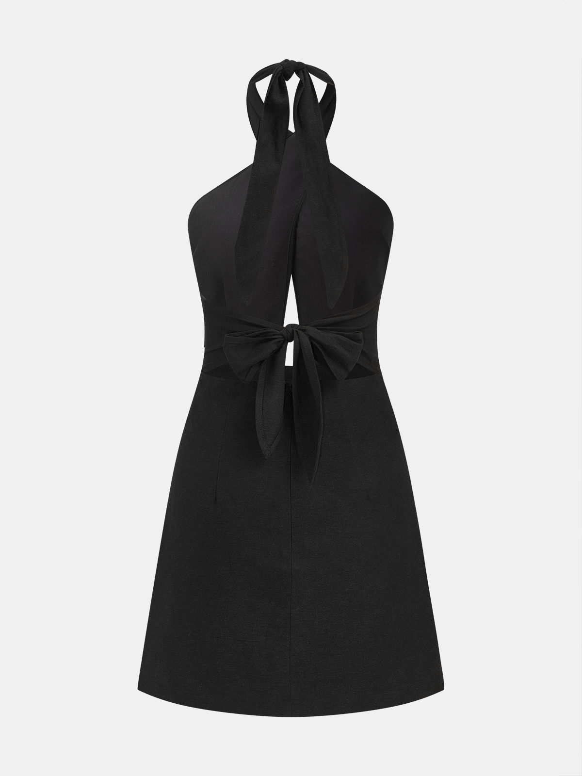 Cross Halter Cotton Linen Mini Dress Casual Summer Beachwear