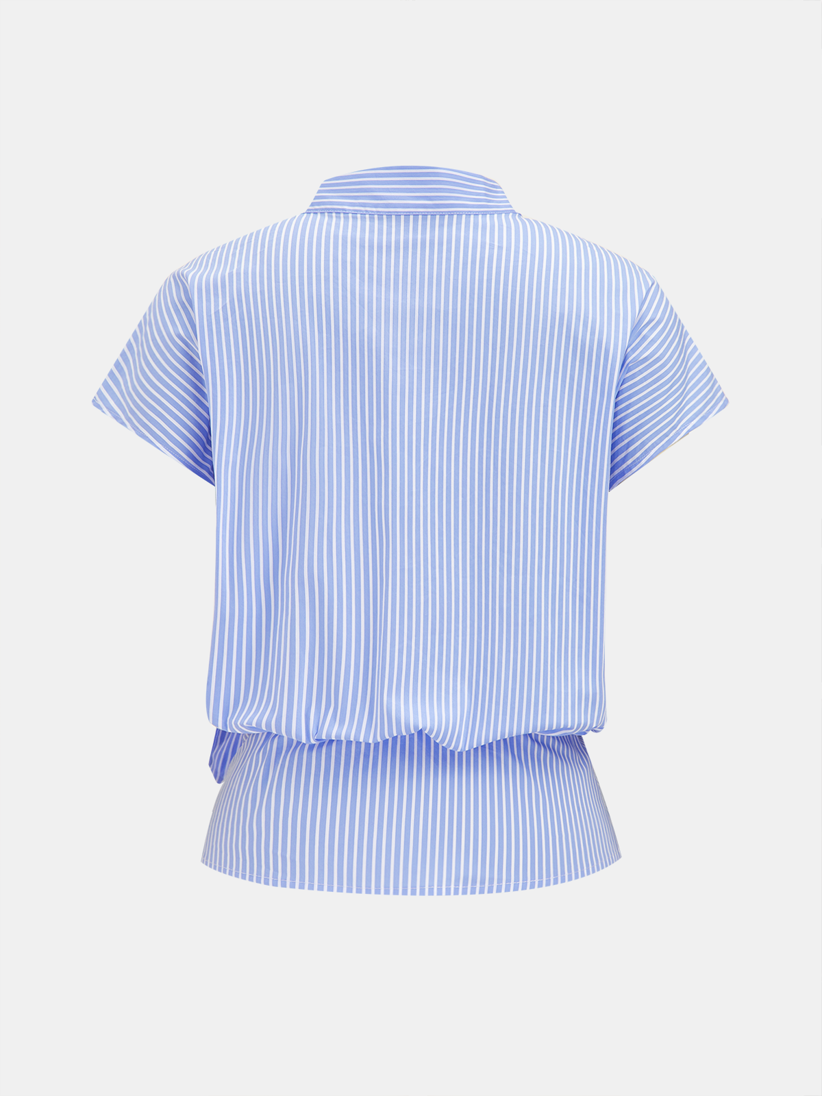 Tie-Neck Striped Cotton-Blend Blouse for Women
