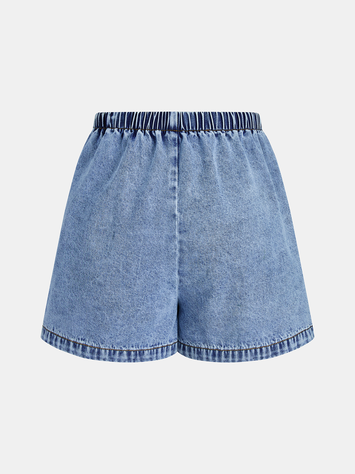 Side Slit Denim Vest & Adjustable Drawstring Shorts Co-ord Set