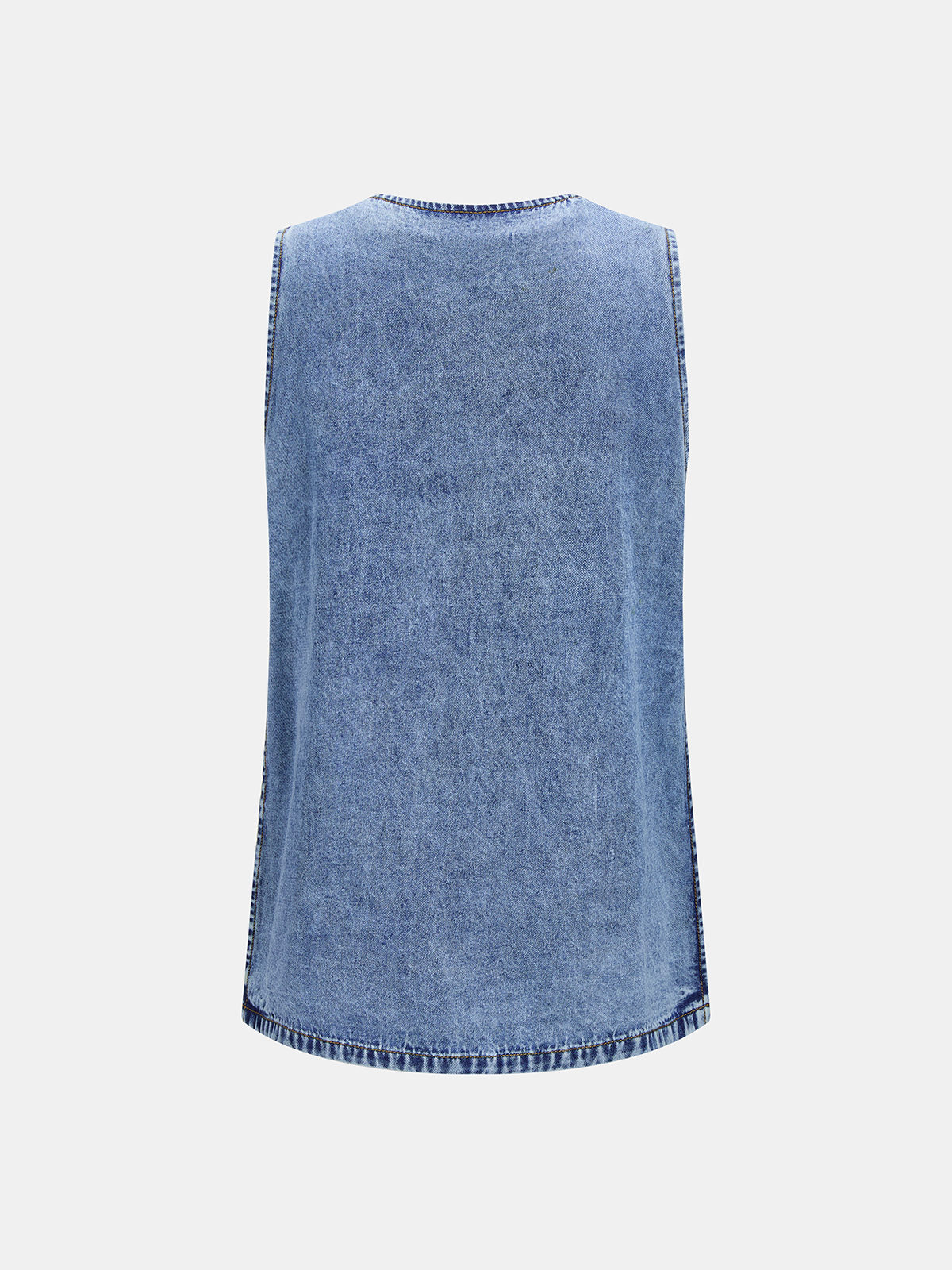 Side Slit Denim Vest & Adjustable Drawstring Shorts Co-ord Set
