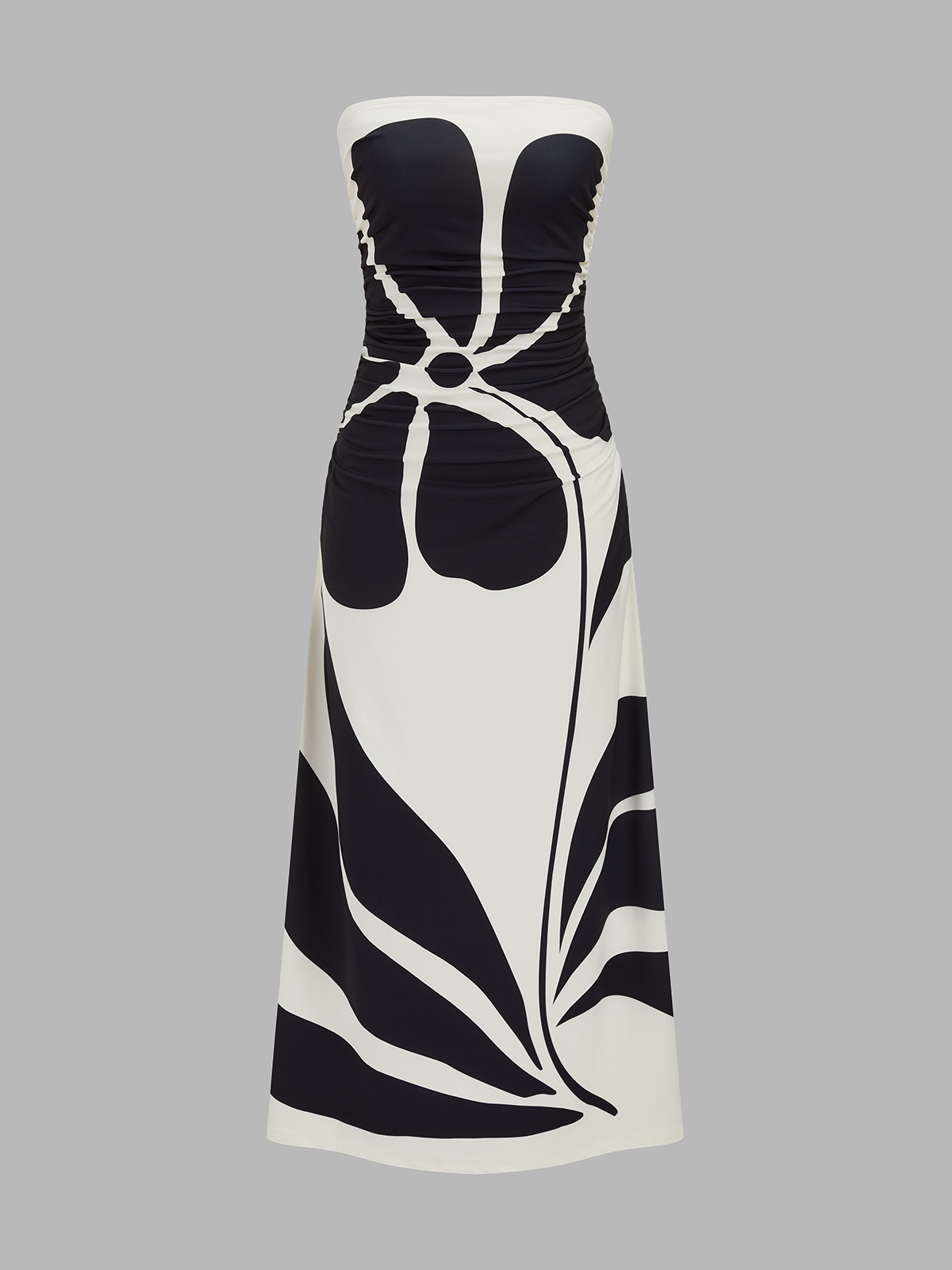 Semi-Sheer Strapless Floral Dress for Women Spring Summer
