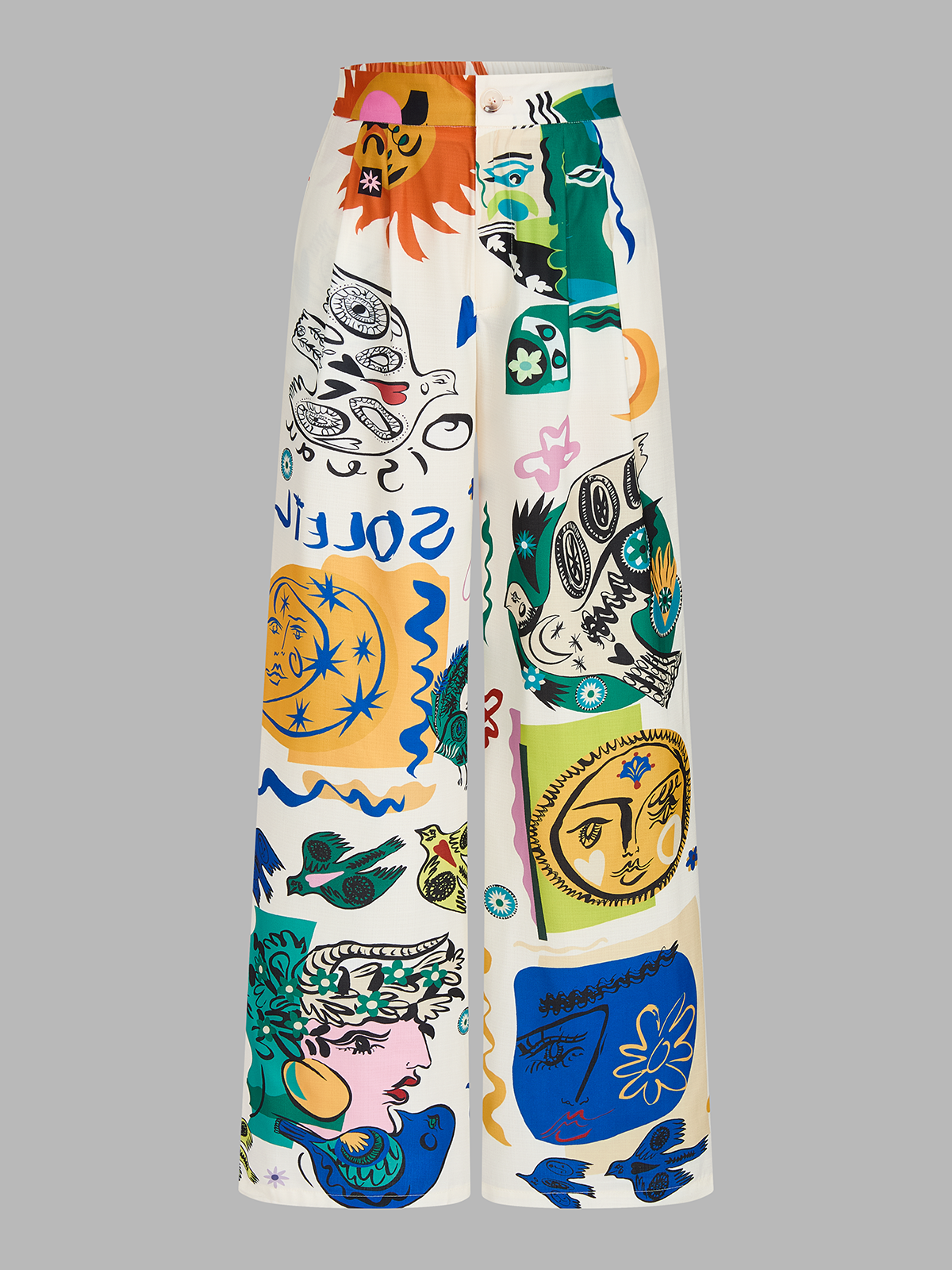 Graphic Print Crop Top With Wide-Leg Pants Set for Women’s Casual Wear