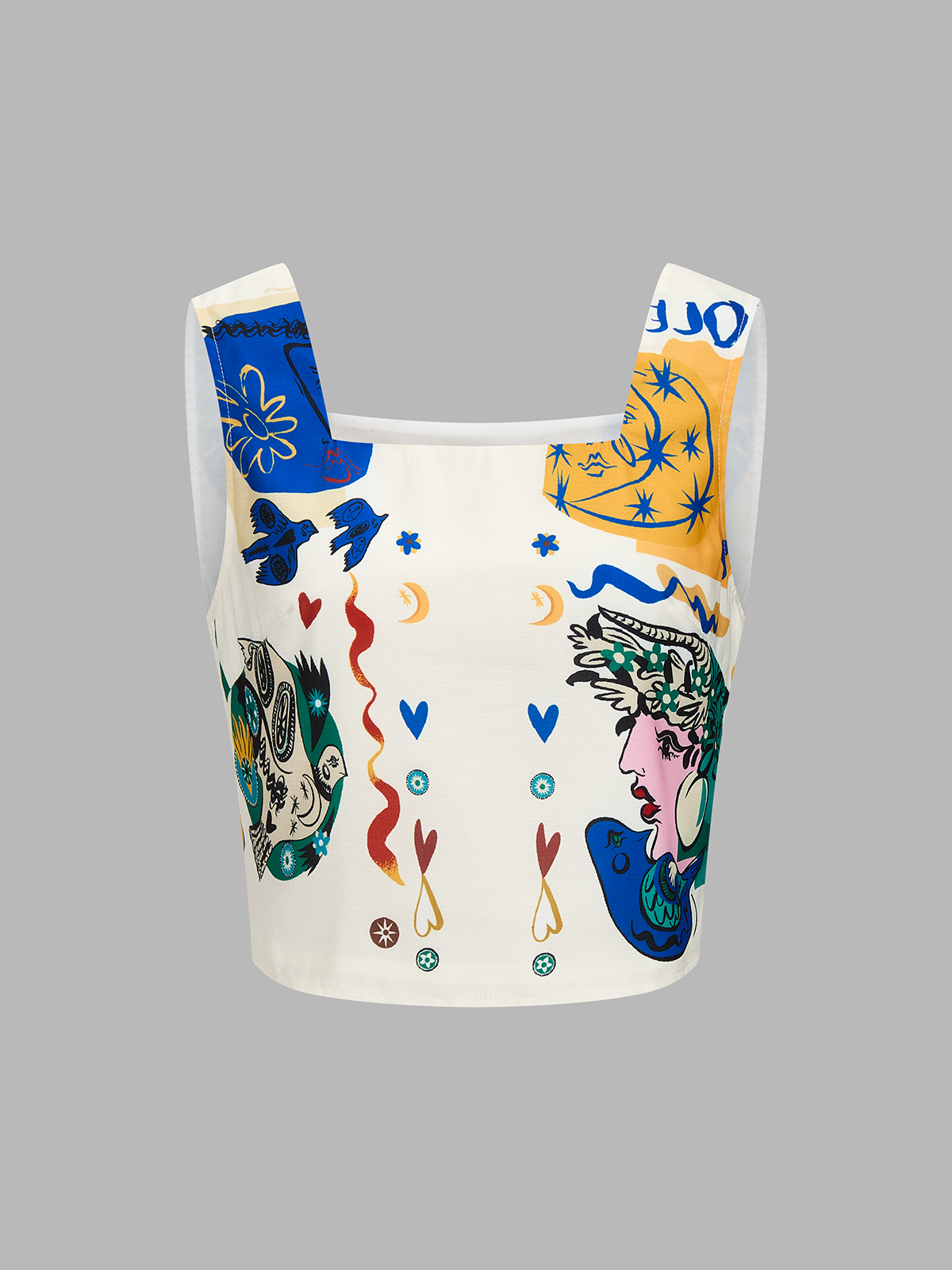 Graphic Print Crop Top With Wide-Leg Pants Set for Women’s Casual Wear