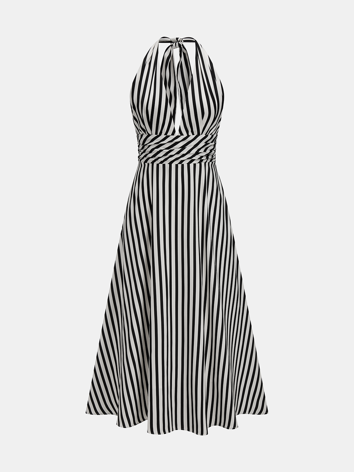Stripe Backless Pockets Dress with Adjustable Straps Summer Beachwear