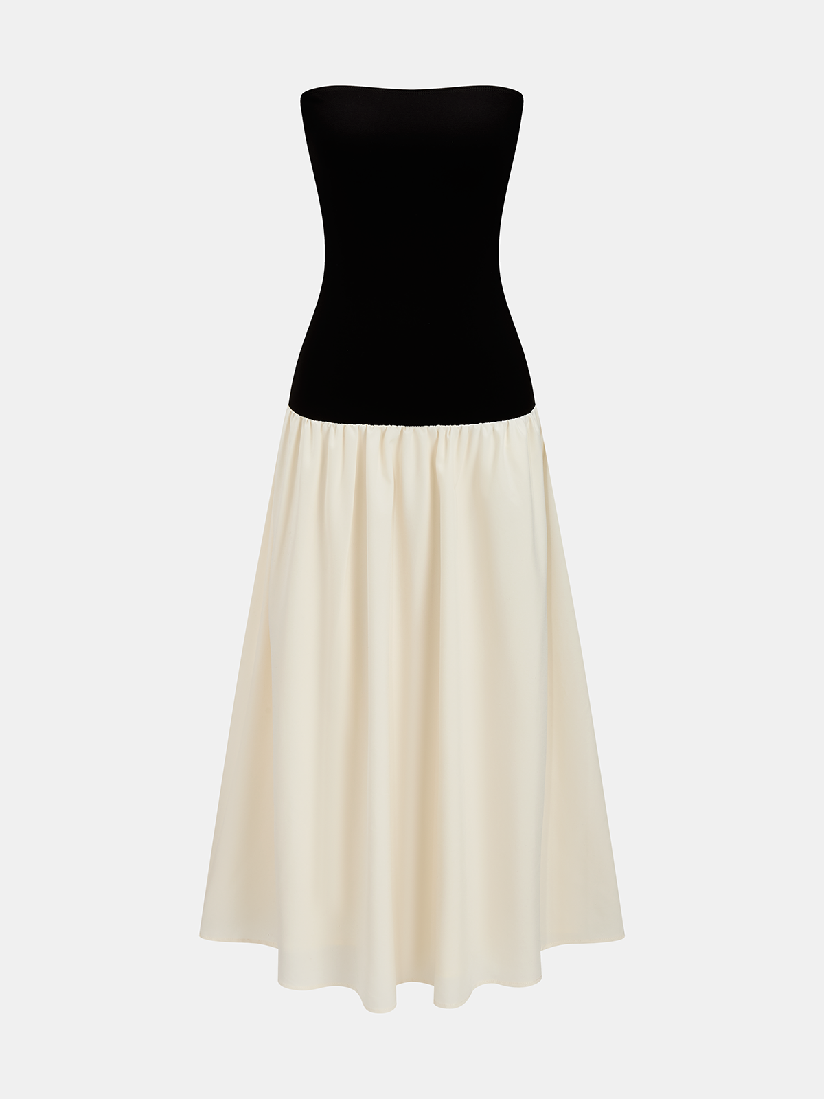 Contrast Color Tube Long Dress Elegant Slim Fit Evening Gown
