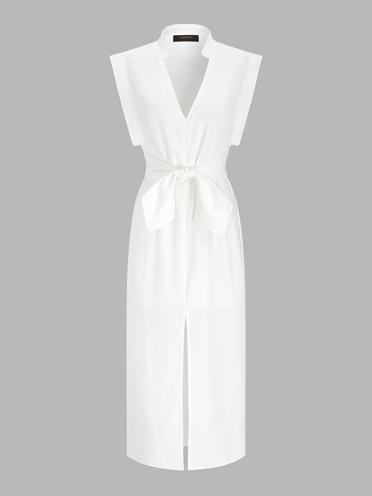 Cotton-Linen Sleeveless V-Neck Bow Split Dress Women's Summer Casual