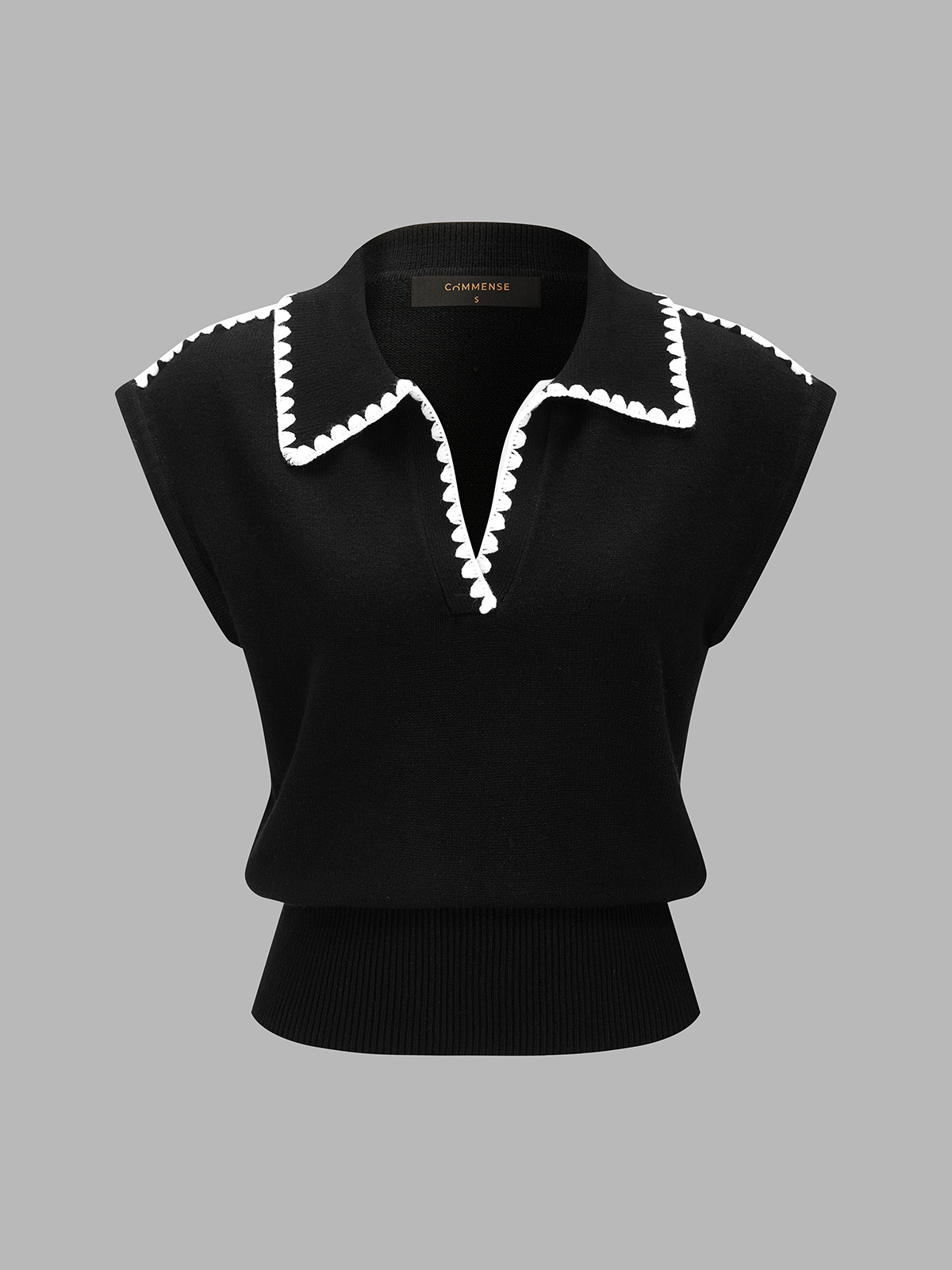 Contrast Trim Sleeveless Knit Polo Vest - Women's Casual Summer Top