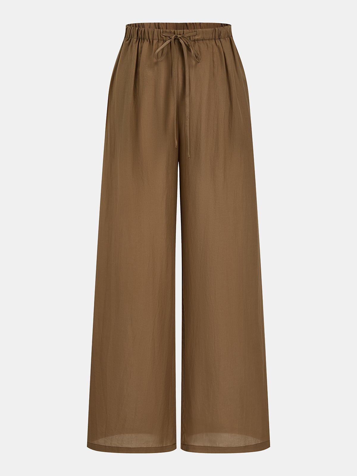 Semi-Sheer Halter Neck Top & Wide Leg Pants Set for Women, Elegant Evening Wear