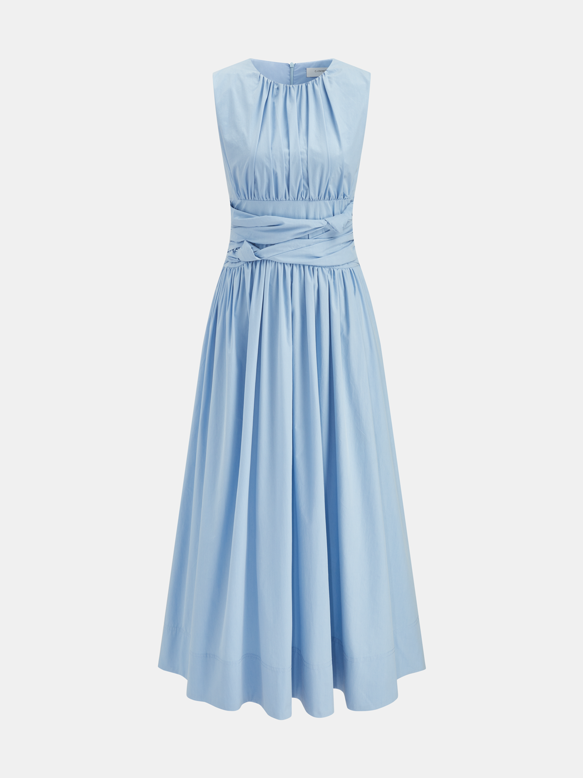 Ruched Waist Maxi Dress with Flutter Sleeves and V-Neck