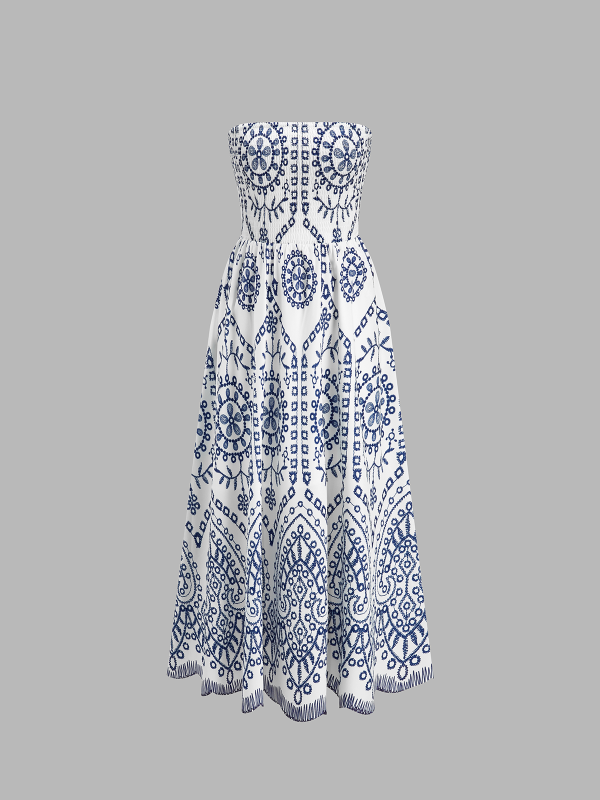 Strapless Boho Maxi Dress for Summer Weddings and Beach Outings