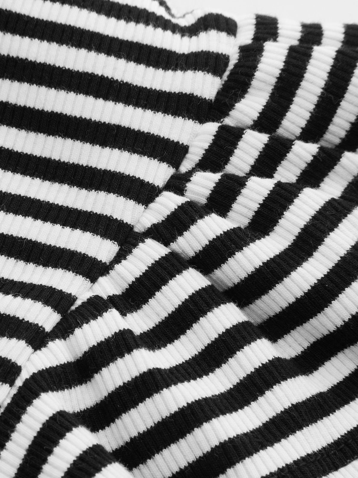 Striped Ribbed Top Women's Long Sleeve Fitted