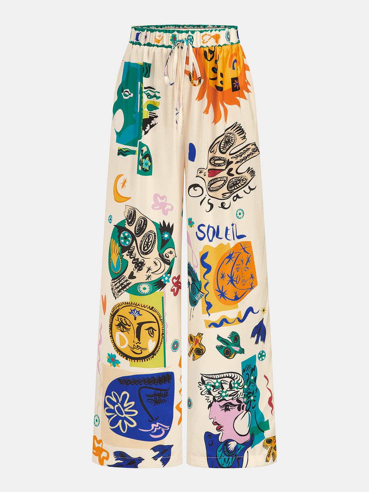 Satin Graffiti Lapel Pants Set - Stylish Women's Casual Wear
