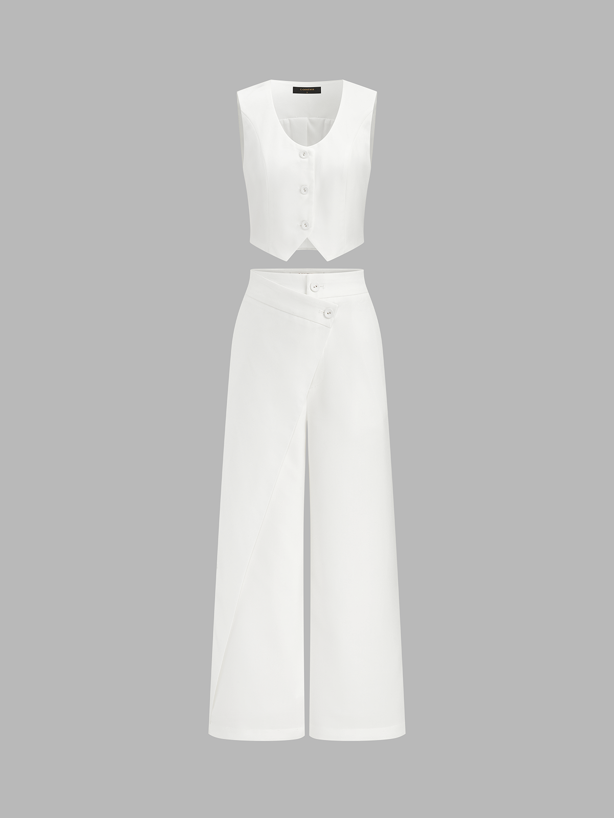 Solid Asymmetrical Straight Leg Pants Set for Women Casual Wear