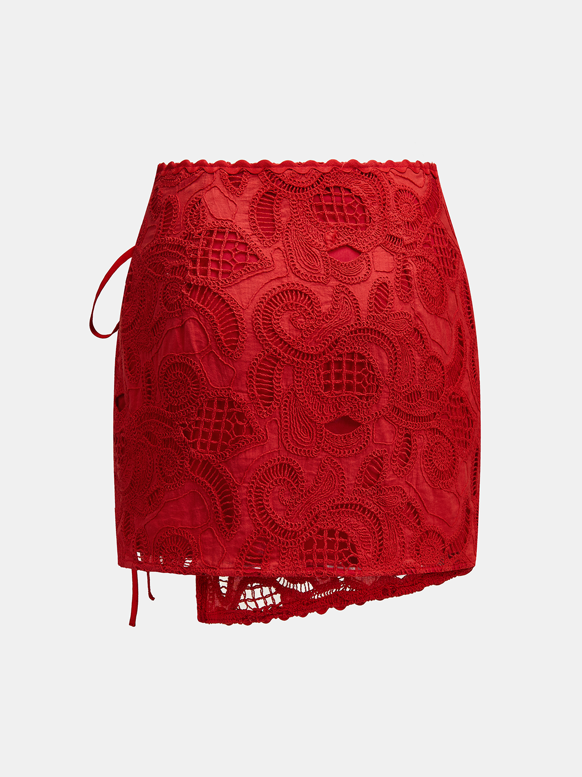 Eyelet Embroidery Wrap Mini Skirt Women's Casual Summer Skirt