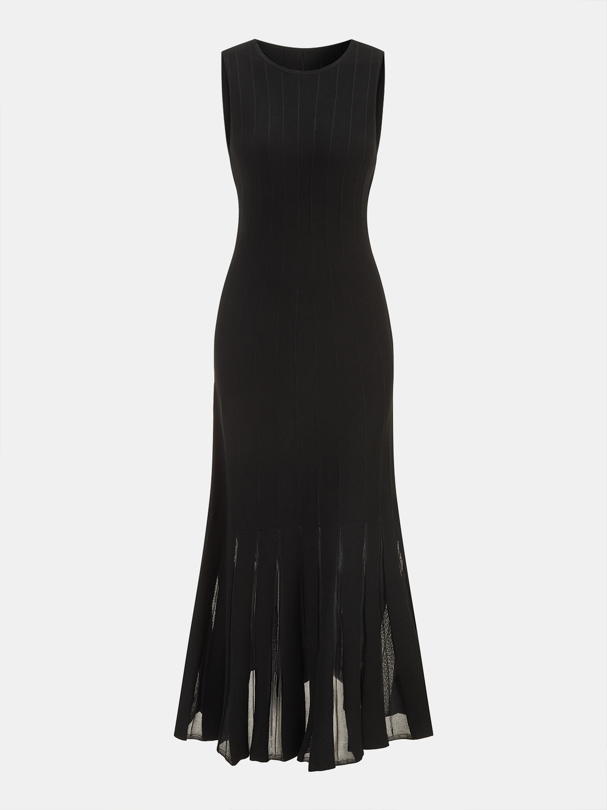 Semi-Sheer Mesh Flared Dress Without Belt - Elegant Party Evening Wear