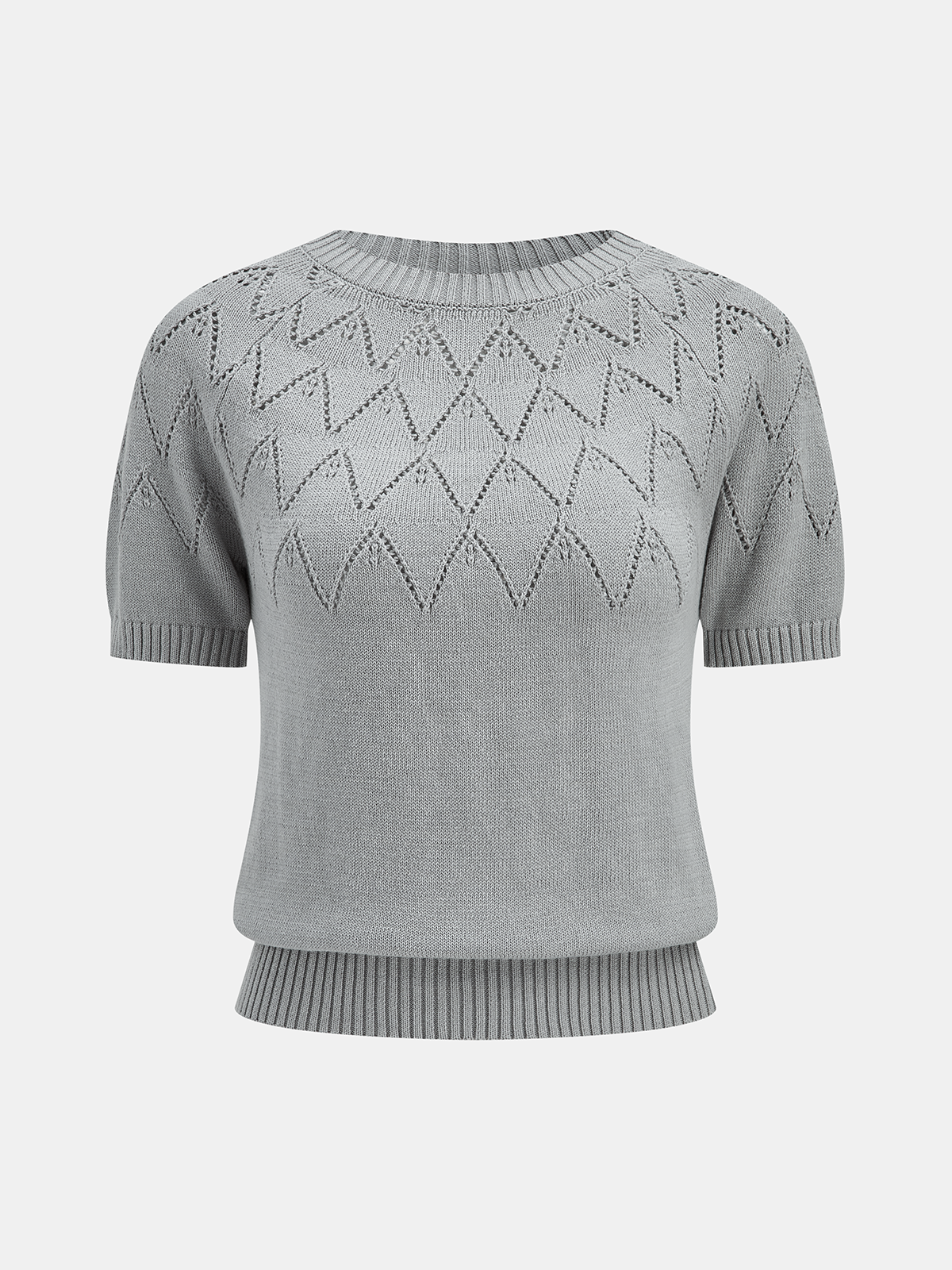 Eyelet Detail Short Sleeve Knit Top for Casual Wear