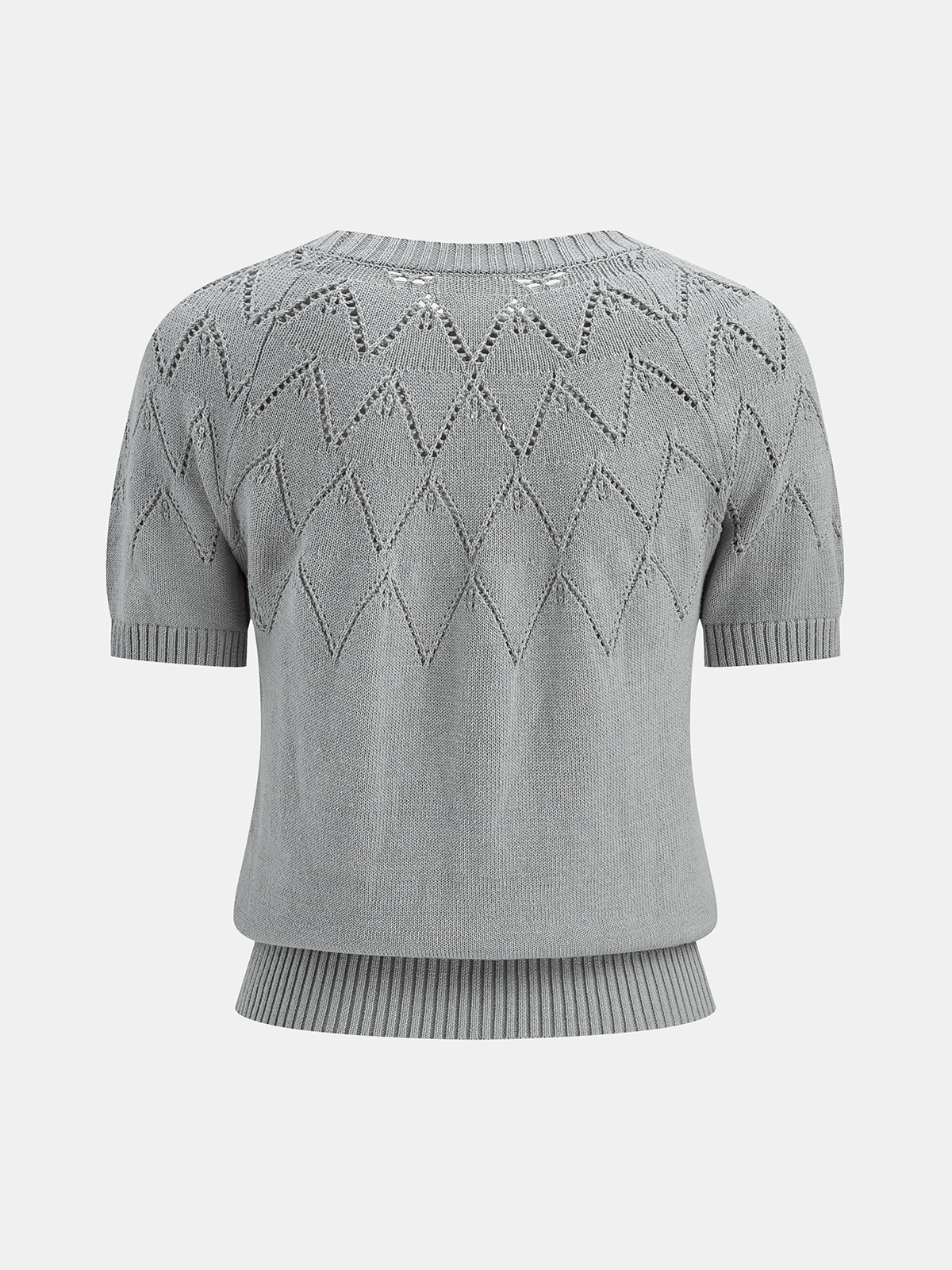 Eyelet Detail Short Sleeve Knit Top for Casual Wear