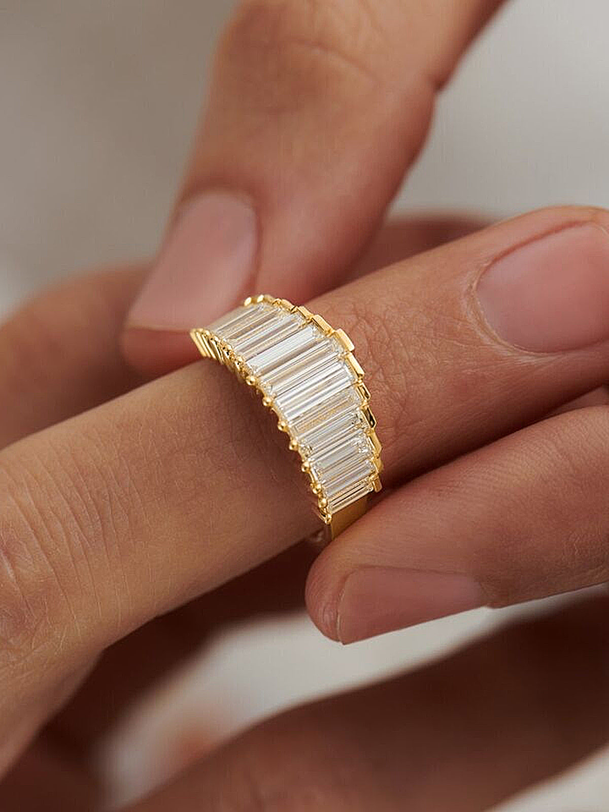 Dainty Baguette Cut Band Ring Elegant Gift for Her