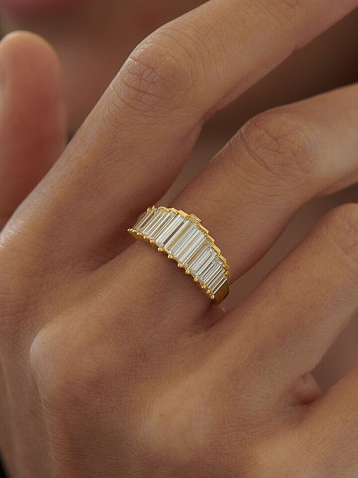 Dainty Baguette Cut Band Ring Elegant Gift for Her