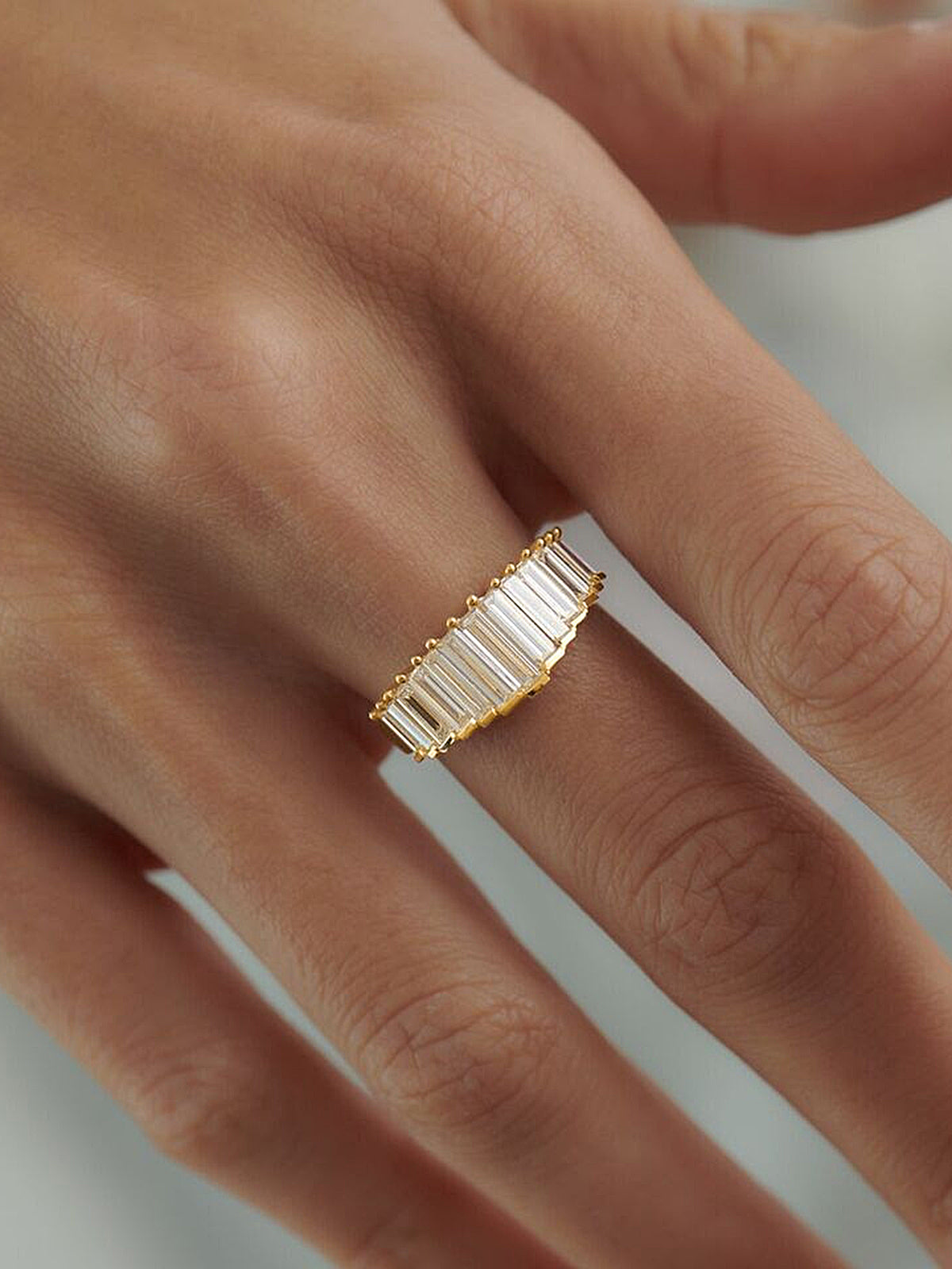 Dainty Baguette Cut Band Ring Elegant Gift for Her