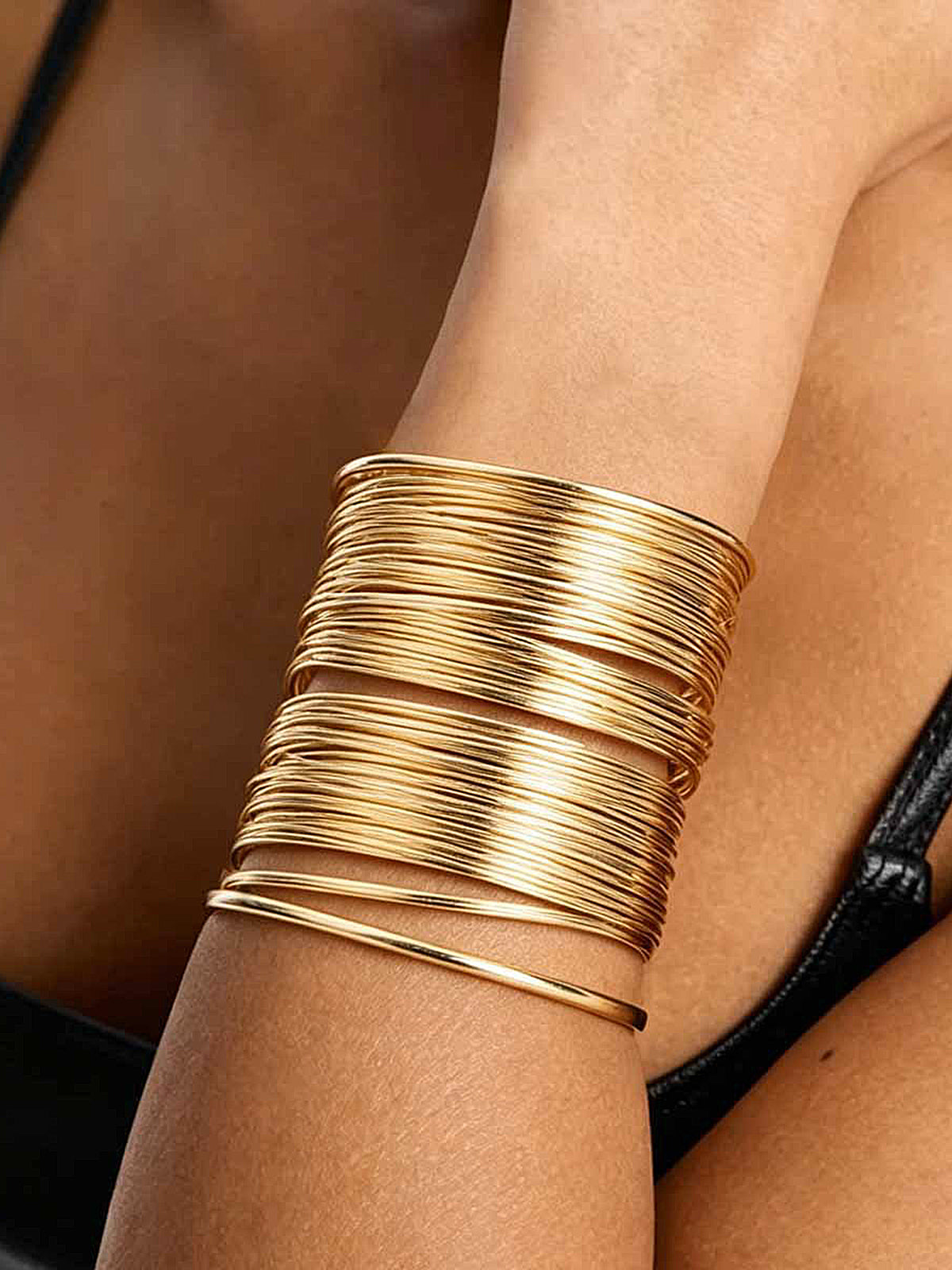 Multilayer Open Cuff Bangle Bracelet, Adjustable Stackable Jewelry for Women