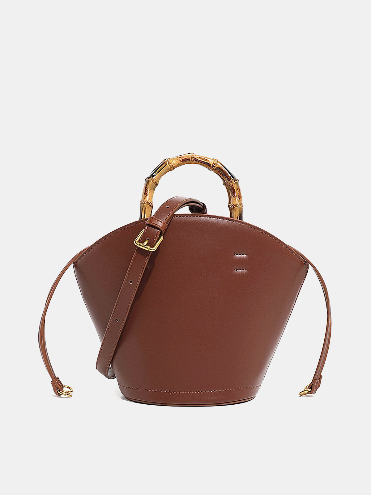 Bamboo Handle Bucket Crossbody Handbag Trendy Eco-Friendly Design