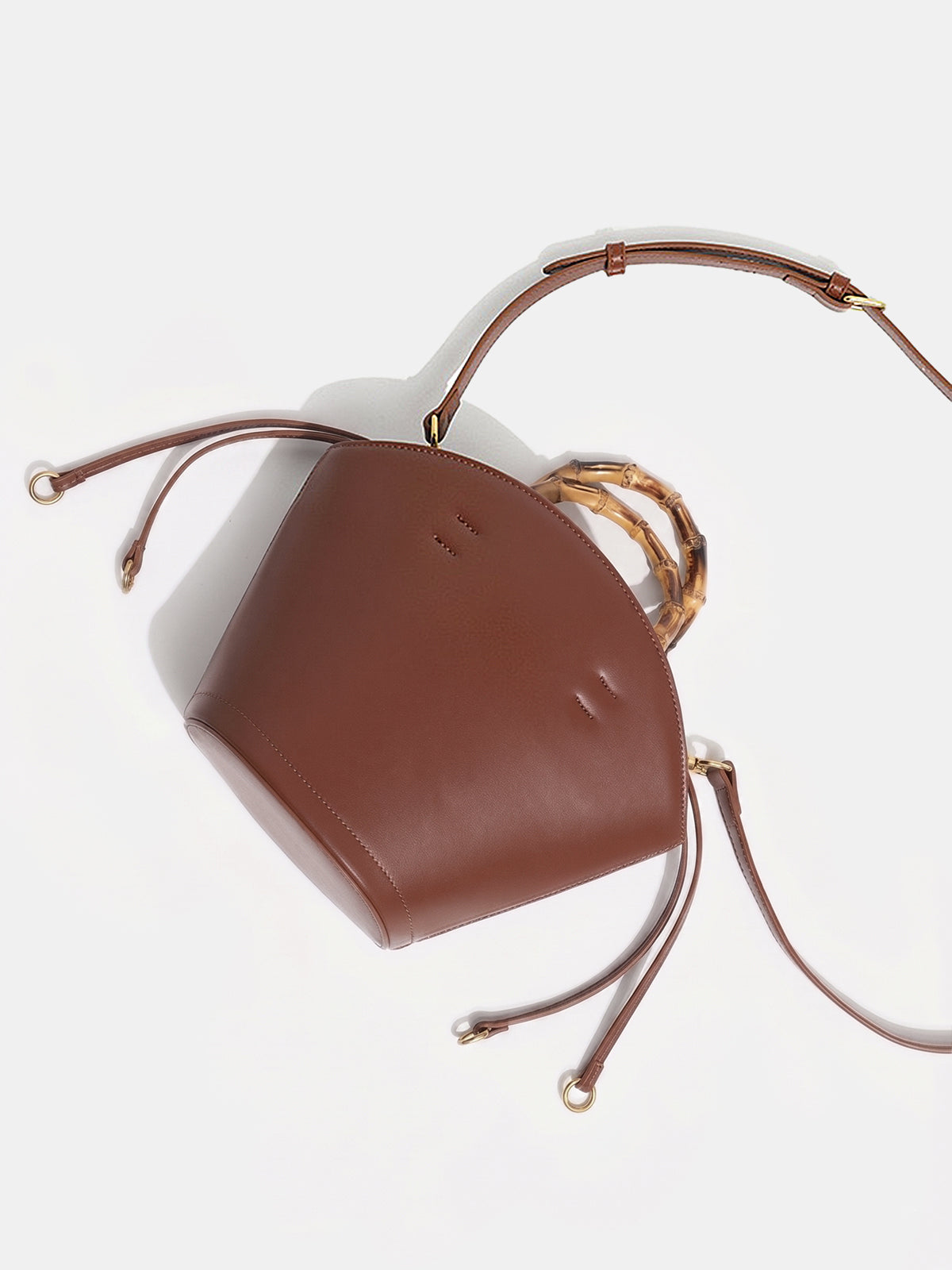 Bamboo Handle Bucket Crossbody Handbag Trendy Eco-Friendly Design