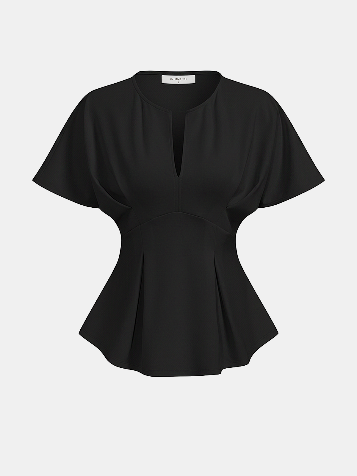 Dolman Sleeve Peplum Fitted Blouse Elegant Office Wear